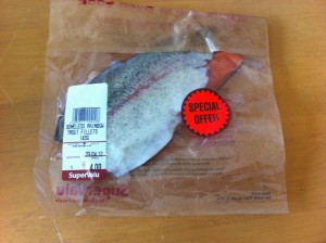 ready to cook trout fillets in a bag from SuperValue