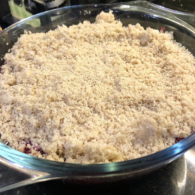 Low carb crumble before being baked in the overn