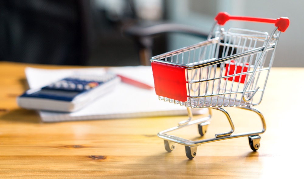 Shopping trolley on a table